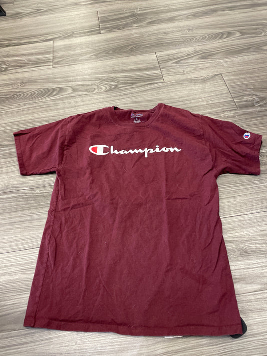 Top Short Sleeve By Champion In Maroon, Size: M