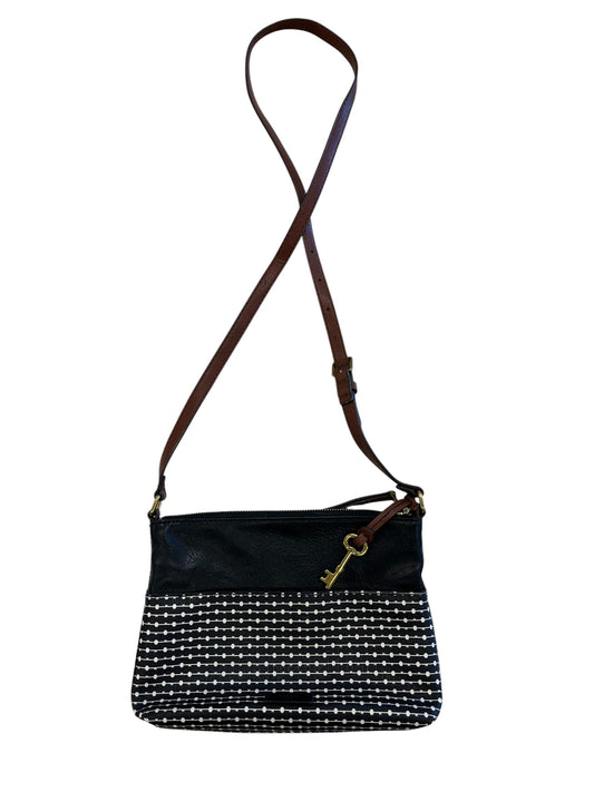 Crossbody By Fossil In Black & White, Size:Medium