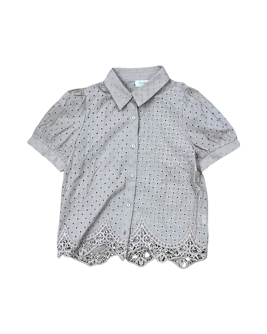 Blouse Ss By Bluivy In Tan, Size:M