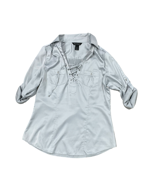Top 3/4 Sleeve By White House Black Market In Silver, Size:S