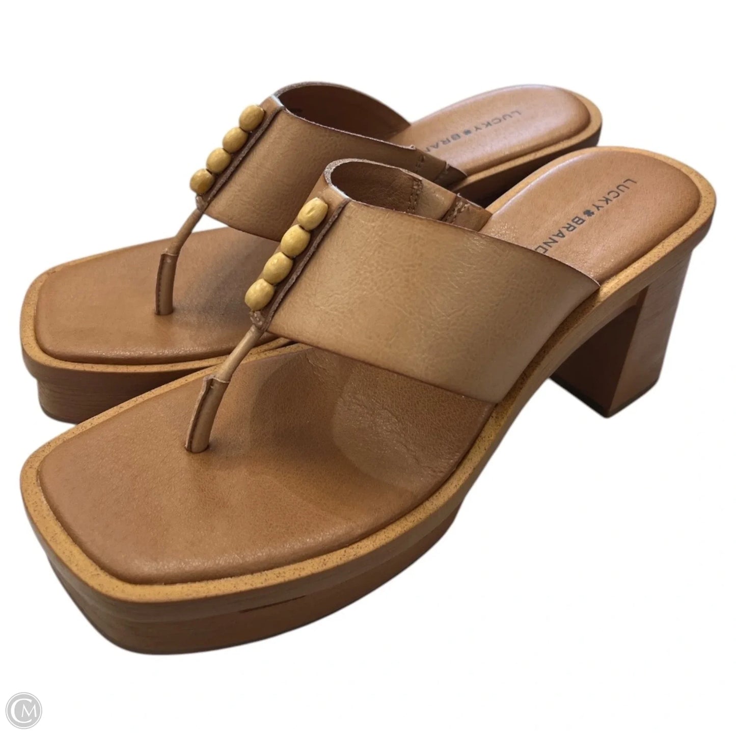 Sandals Heels Platform By Lucky Brand In Tan, Size: 8.5