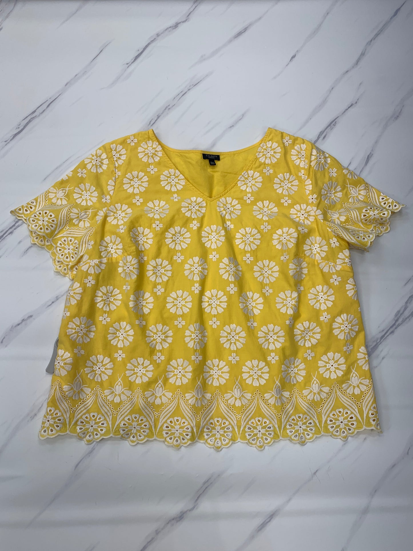 Top Short Sleeve By Talbots In Yellow, Size: 18