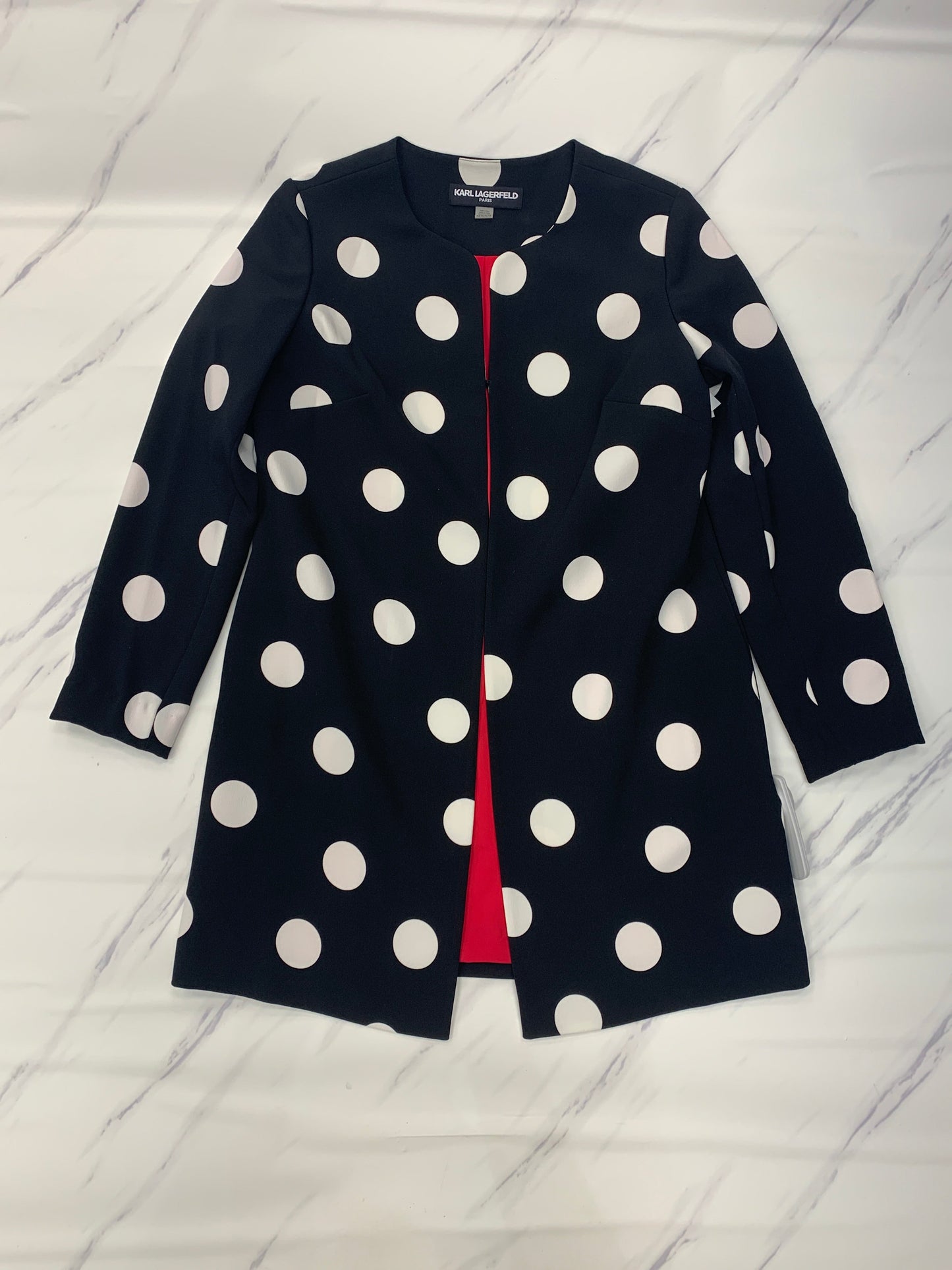 Blazer Designer By Karl Lagerfeld In Polkadot Pattern, Size: Xs