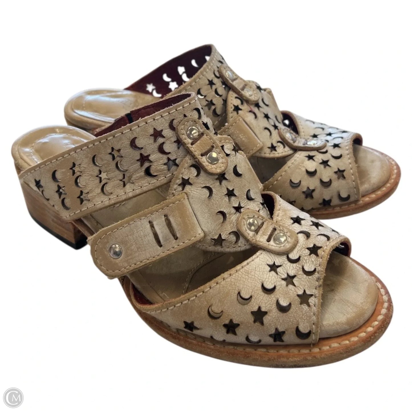 Sandals Heels Block By Freebird In Beige, Size: 7