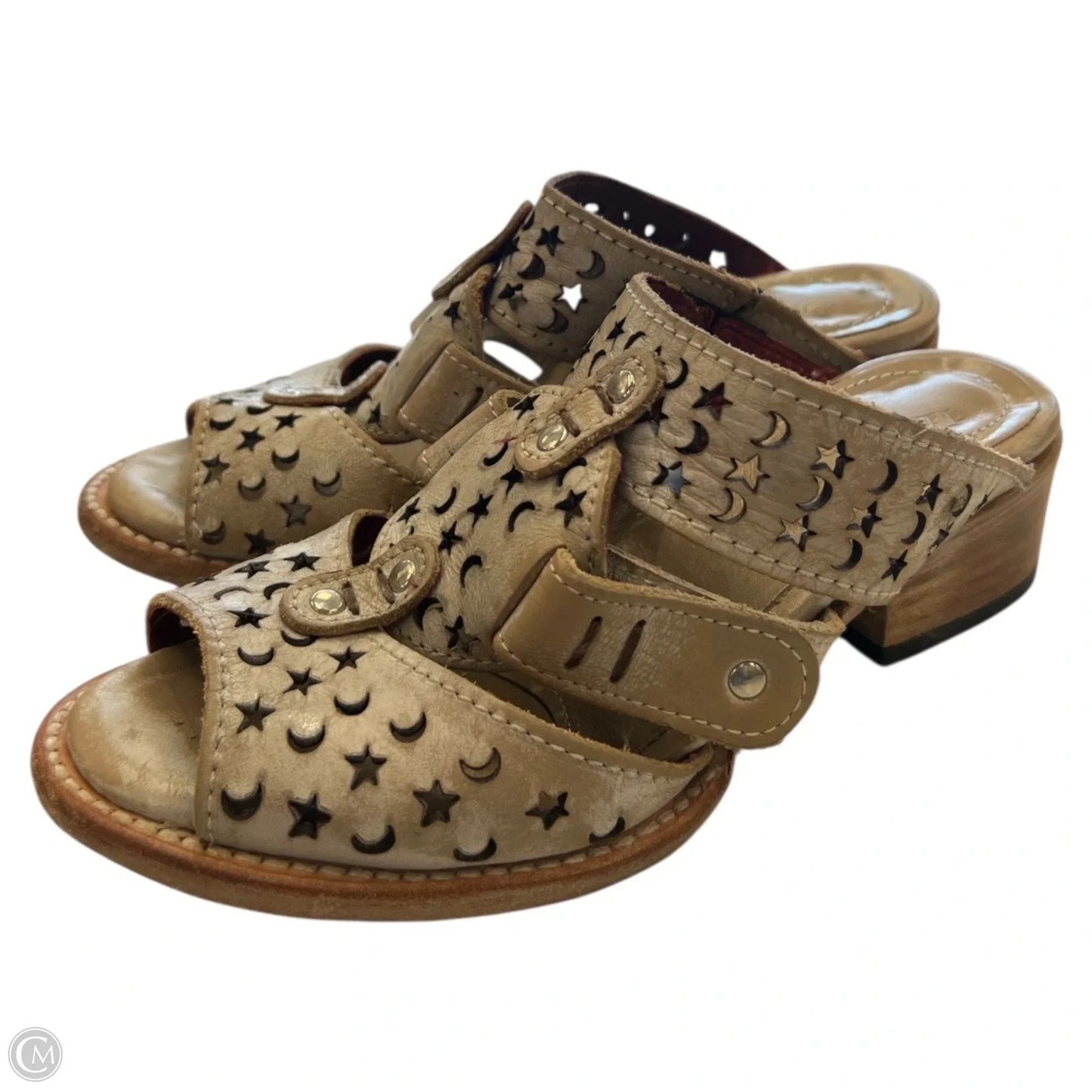 Sandals Heels Block By Freebird In Beige, Size: 7