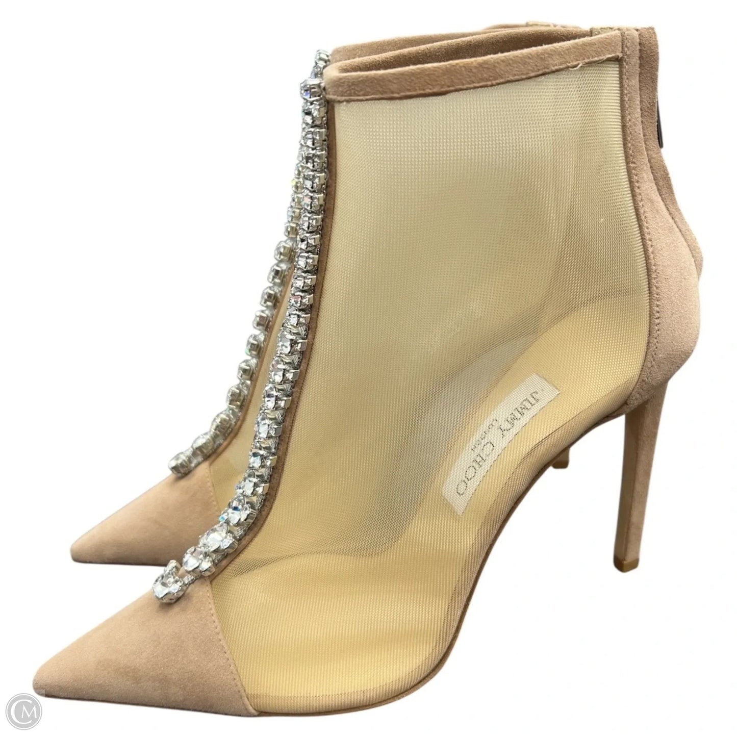 Boots Luxury Designer By Jimmy Choo In Beige, Size: 9