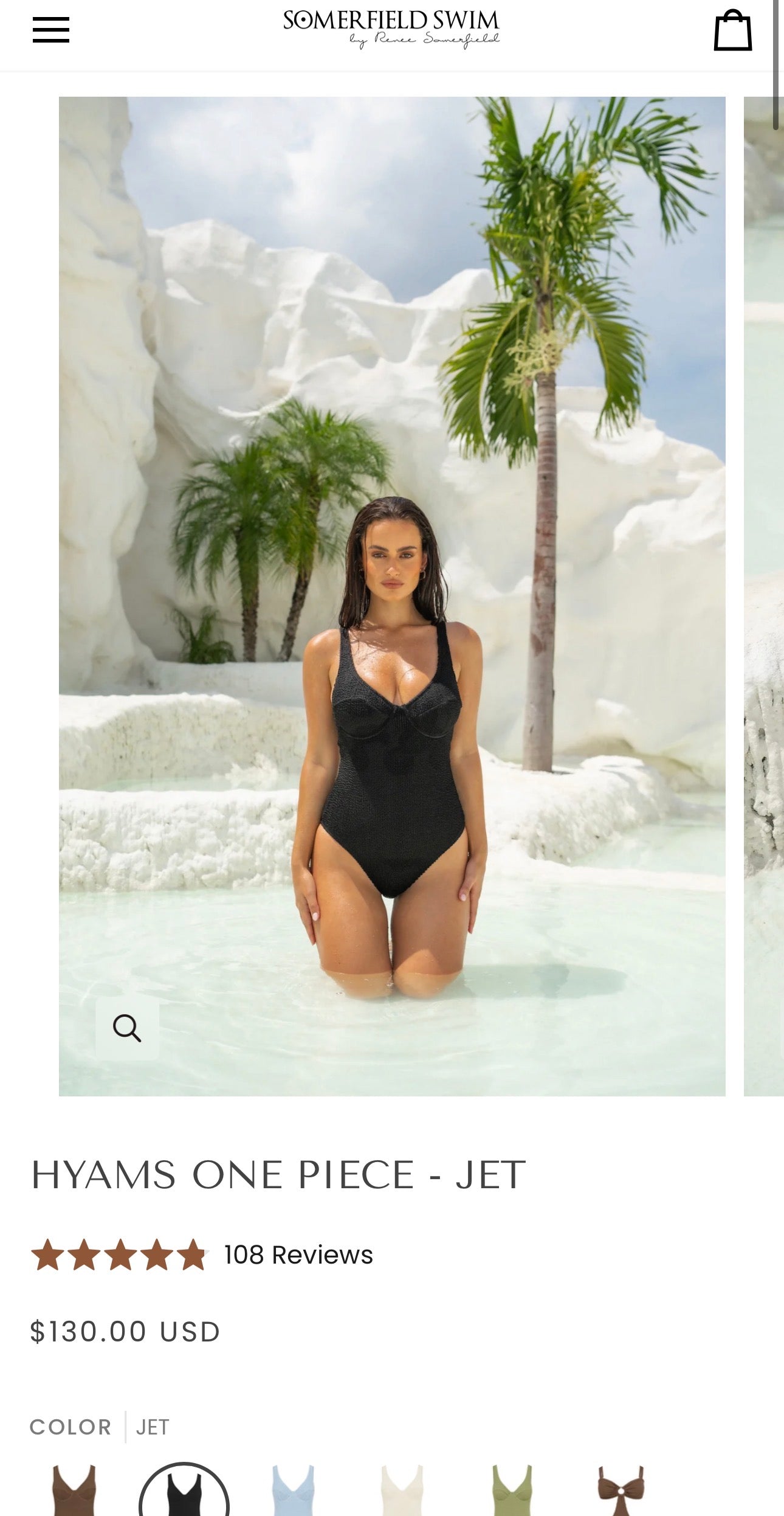 HYAMS ONE PIECE Swimsuit By SOMERFIELD SWIM WORLDWIDE In Black, Size: S