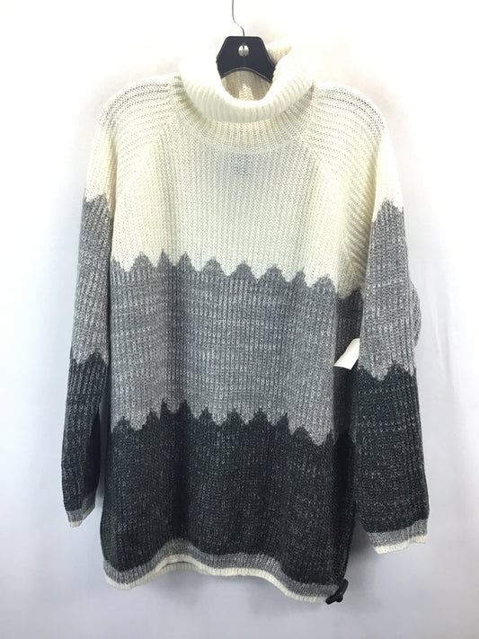 Sweater By Ashley Taylor In Grey & White, Size: 2x