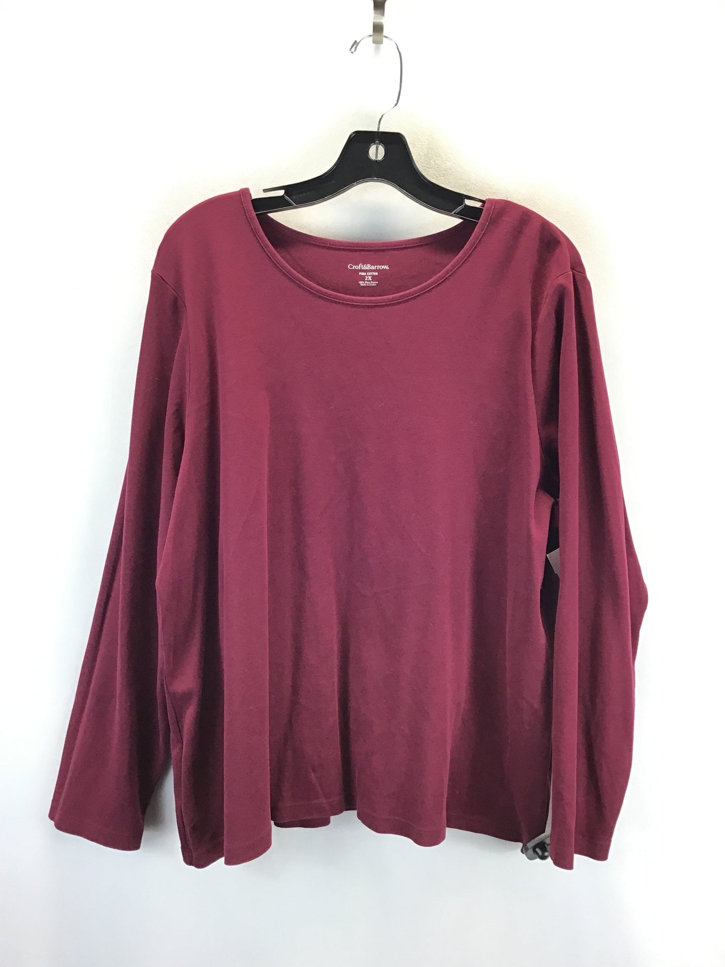 Top Long Sleeve Basic By Croft And Barrow In Red, Size: 2x