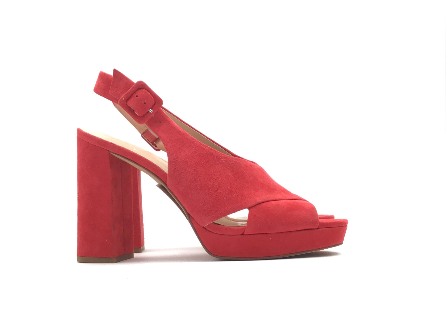 Red Sandals Heels Block Vince Camuto, Size 9.5