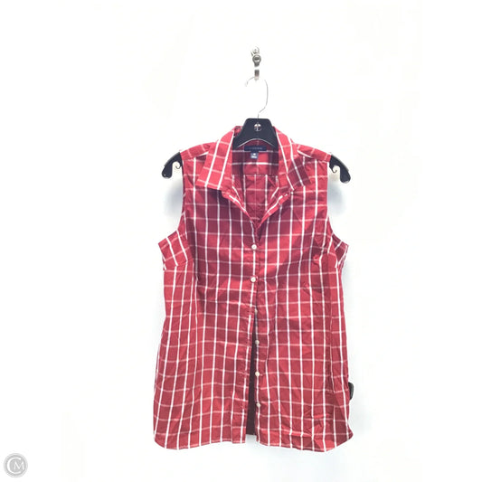 Top Sleeveless By Lands End In Red & White, Size: 10
