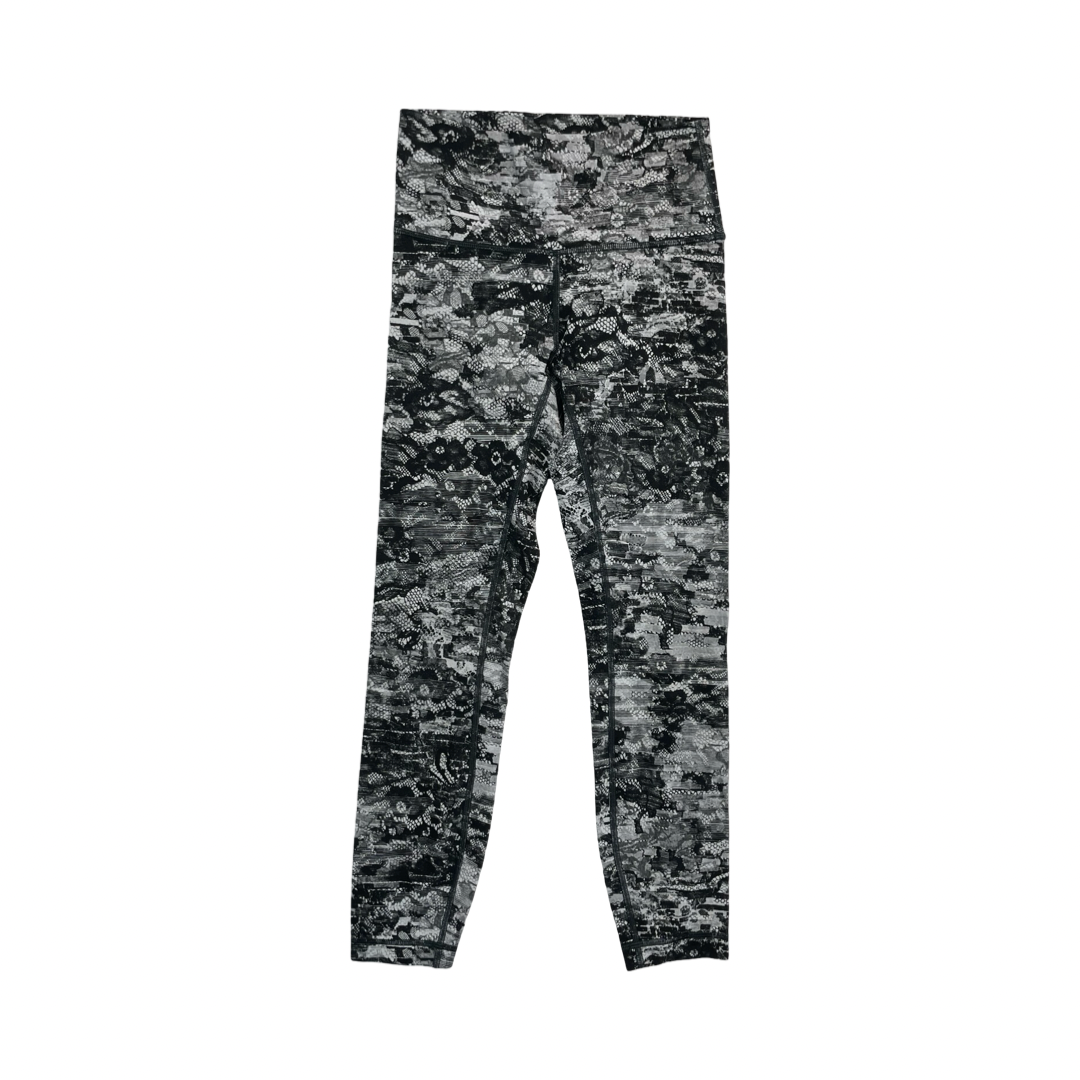 Athletic Leggings By Lululemon In Black & White, Size:4