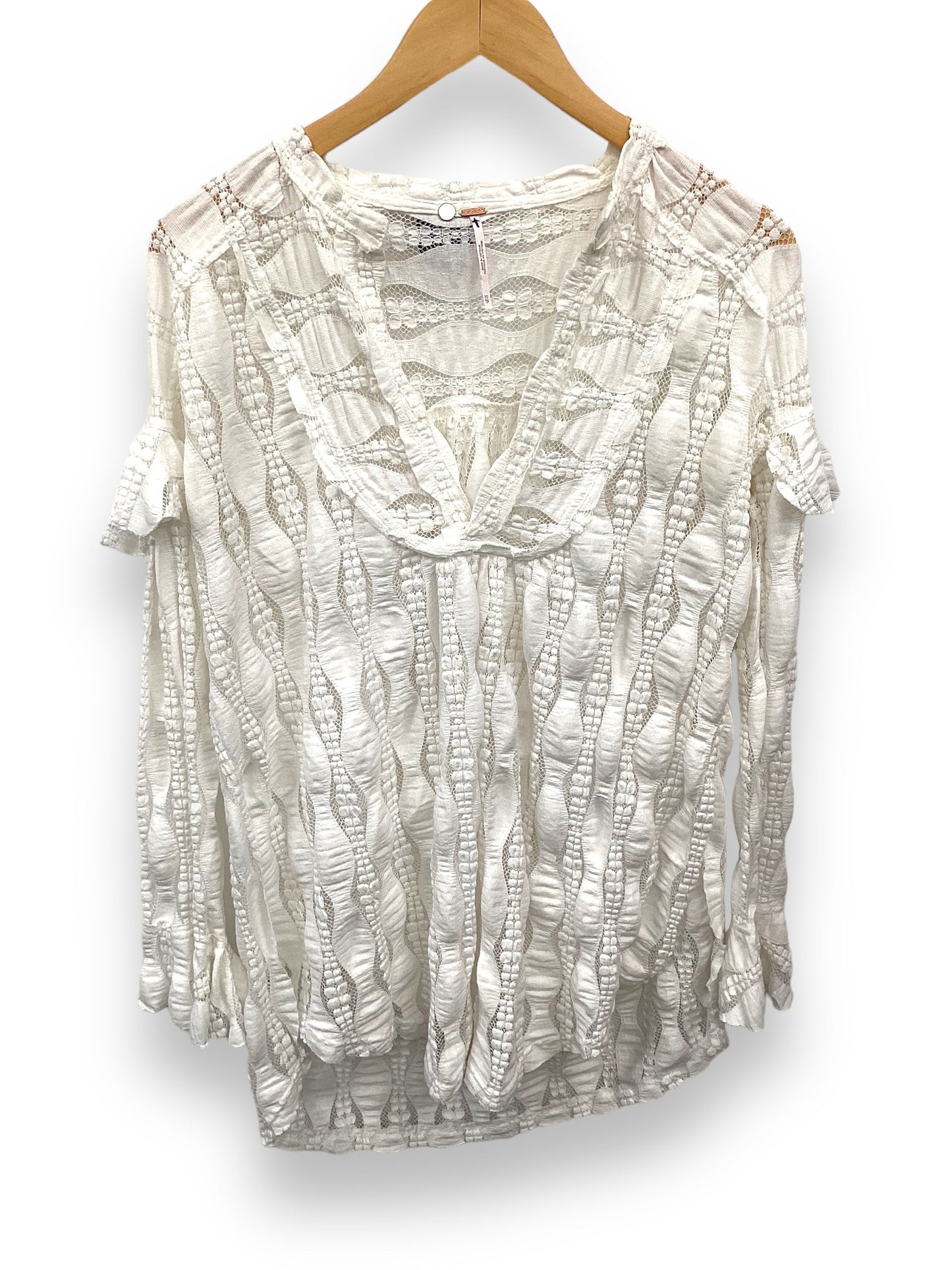 White Top Long Sleeve Free People, Size Xs