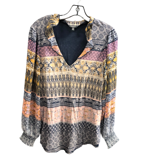 Blue & Cream Top Long Sleeve Lucky Brand, Size L