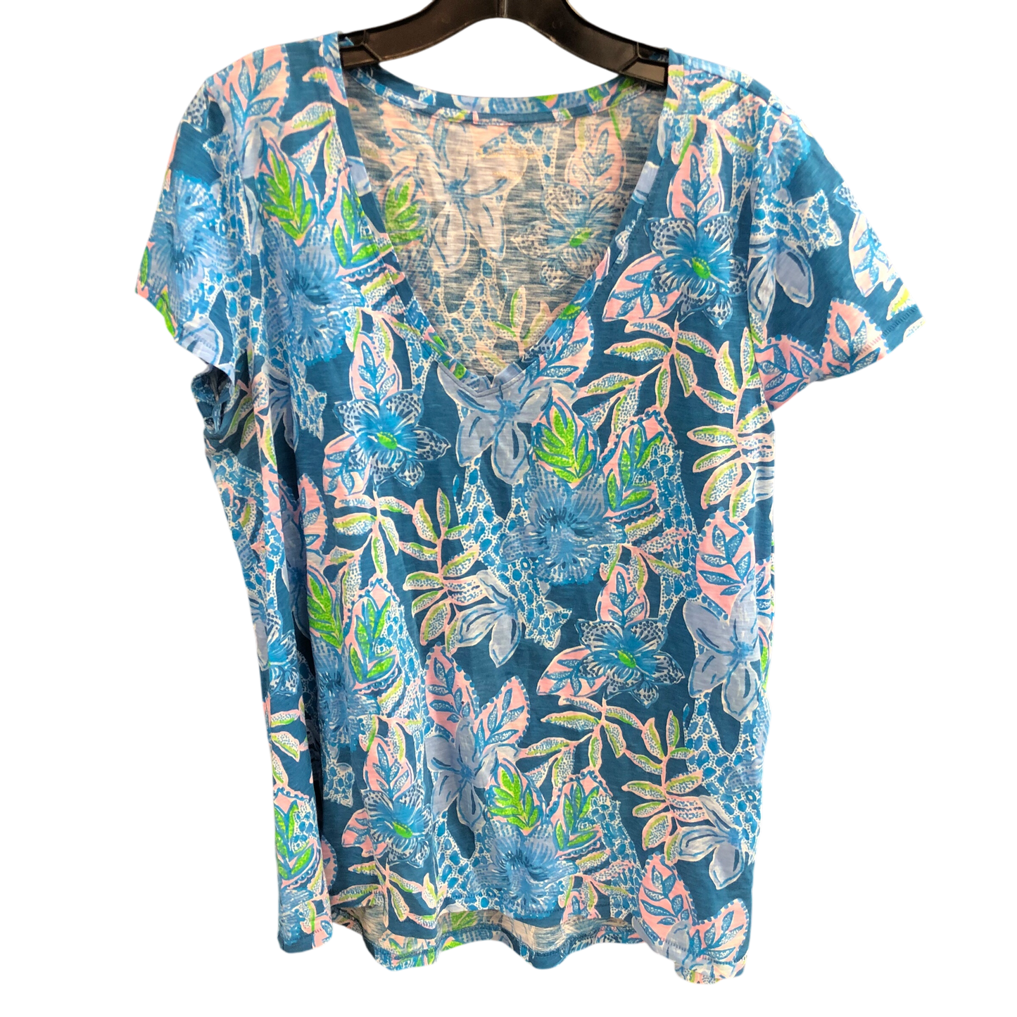 TOP SHORTSLEEVE BLUE DESIGNER BY LILLY PULITZER SIZE: L