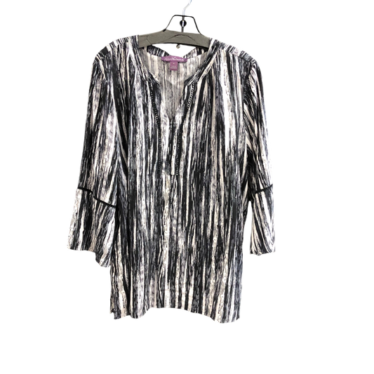 Top Long Sleeve By Gloria Vanderbilt In Black & White, Size: Xl