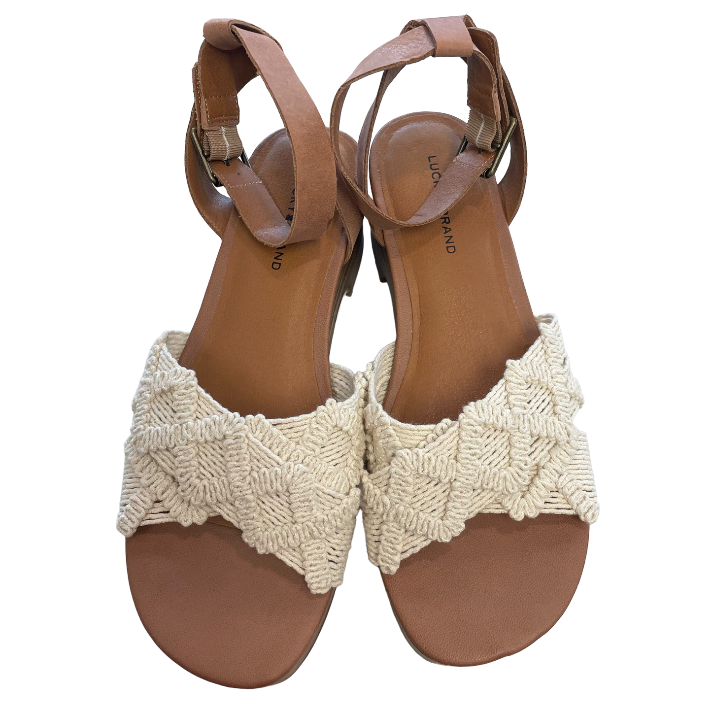 Beige Shoes Heels Block Lucky Brand, Size 9