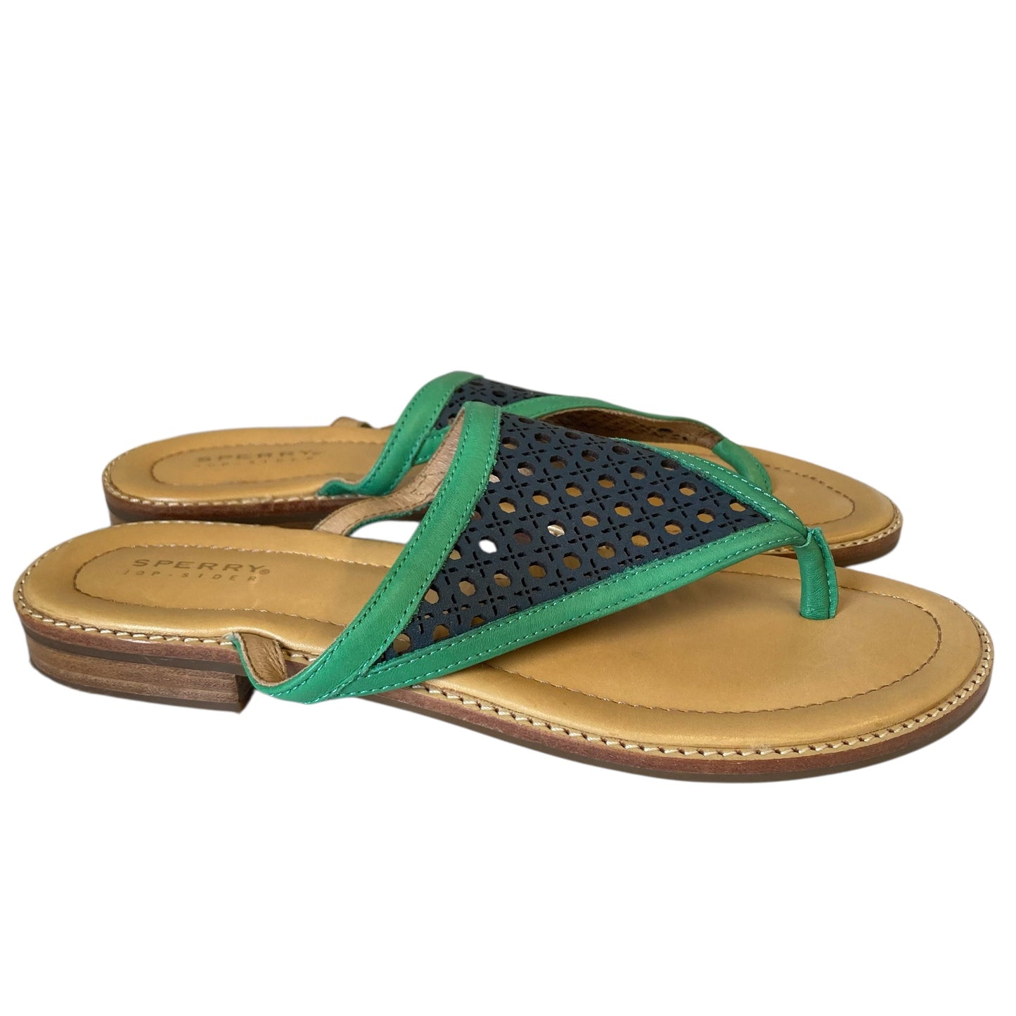 Sandals Flats By Sperry In Blue & Green, Size:8.5