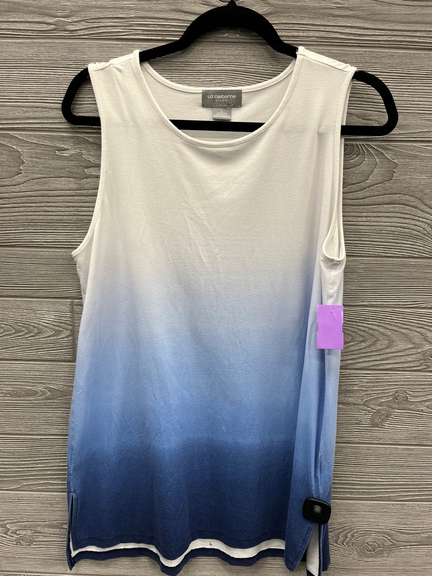 Tunic Sleeveless By Liz Claiborne In Blue & White, Size: L