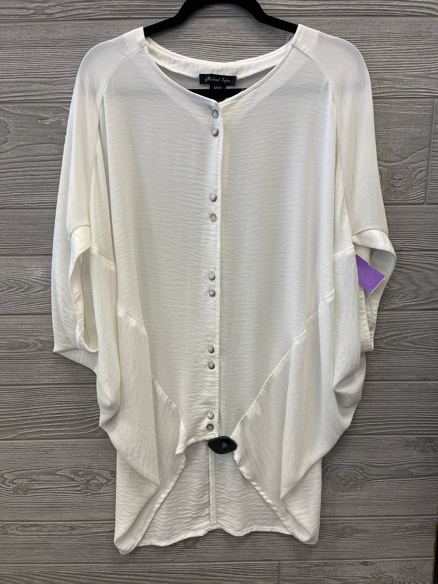 Blouse Short Sleeve By Clothes Mentor In White, Size: M