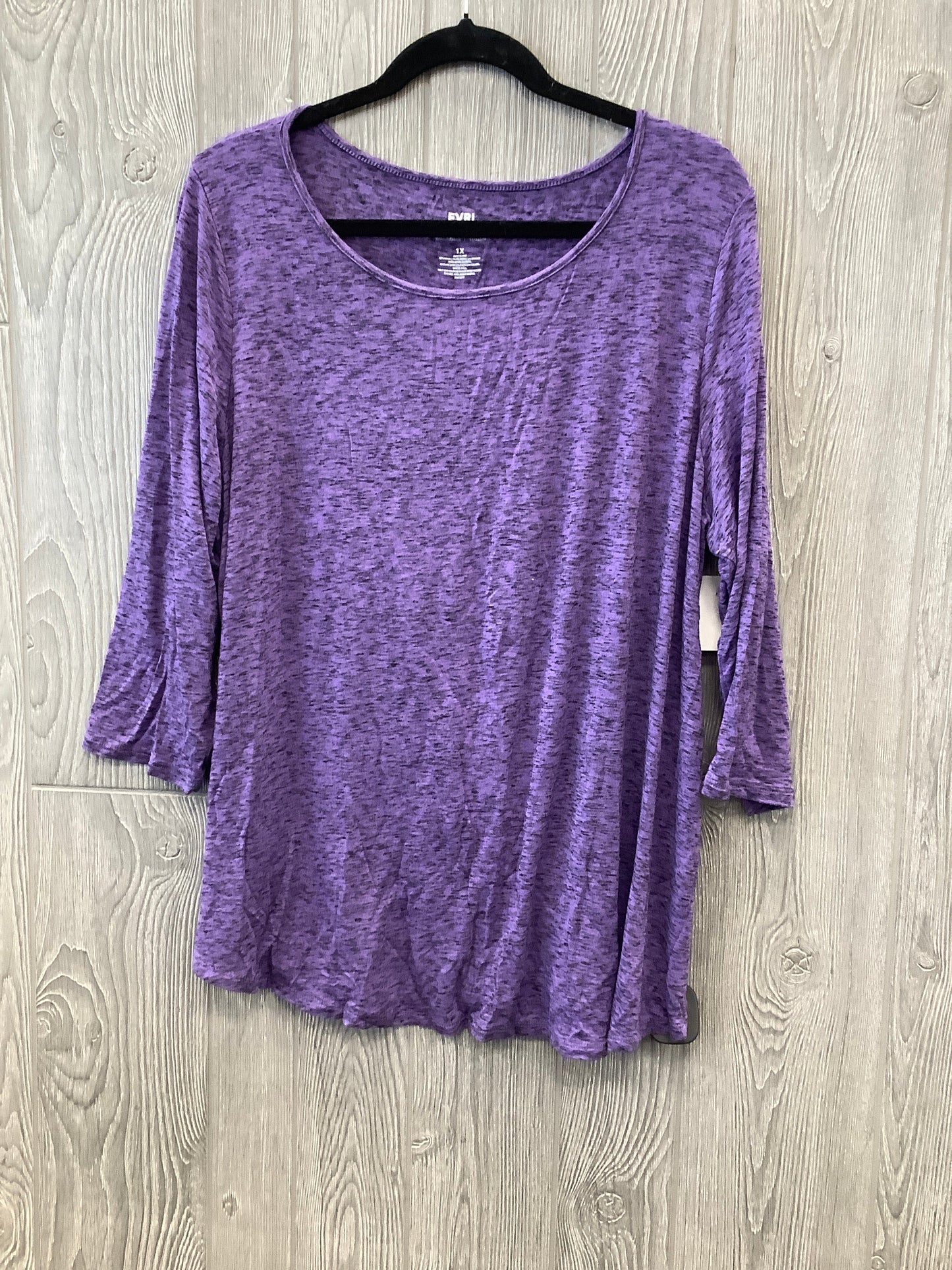 Purple Top 3/4 Sleeve Evri, Size 1x