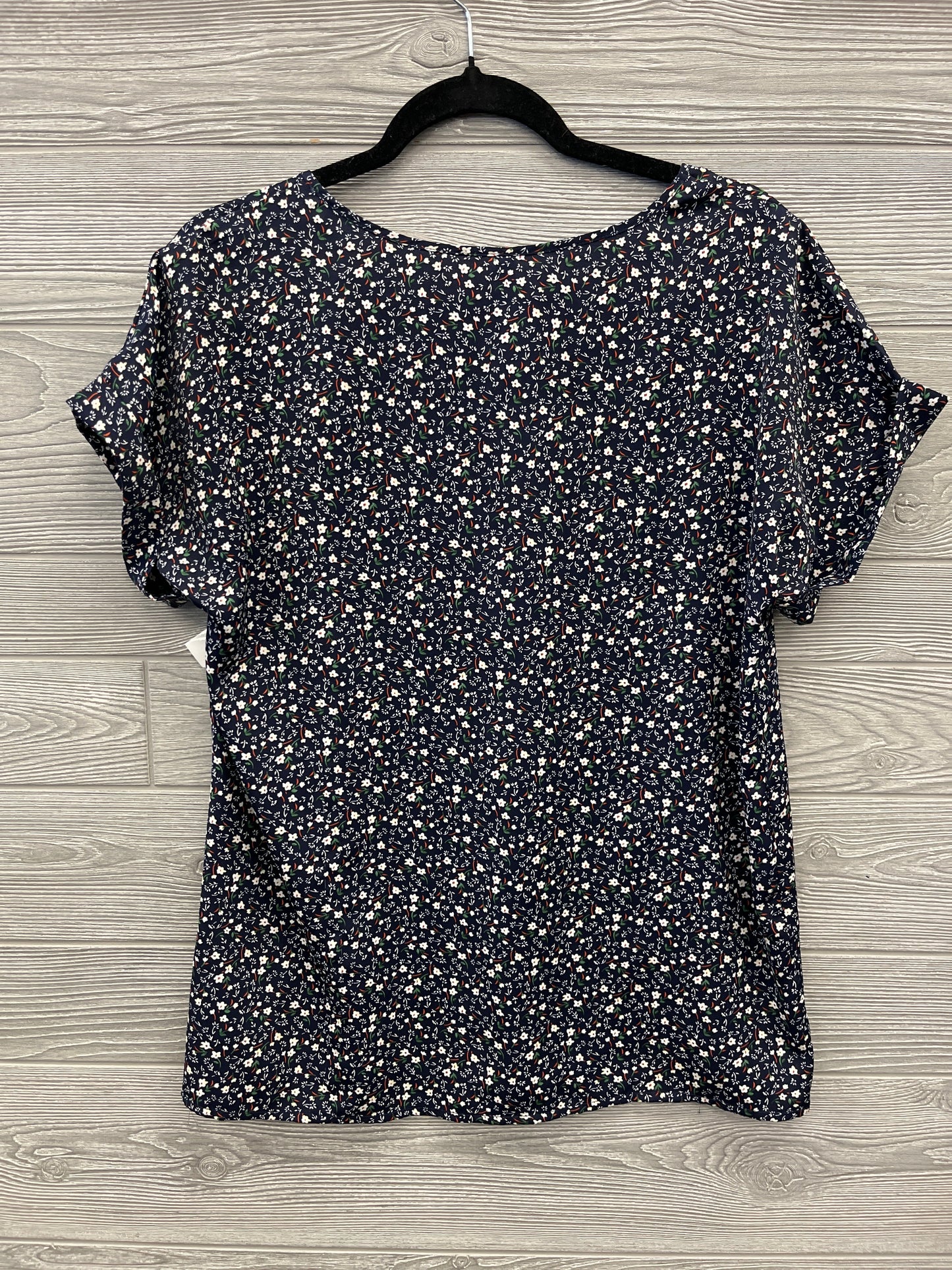 Blouse Short Sleeve By Clothes Mentor In Navy, Size: M