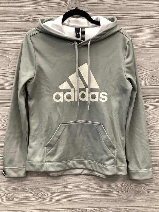 Athletic Sweatshirt Hoodie By Adidas In Grey, Size: M