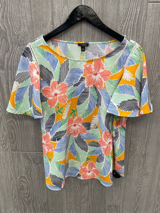 Blouse Short Sleeve By Ann Taylor In Multi-colored, Size: L