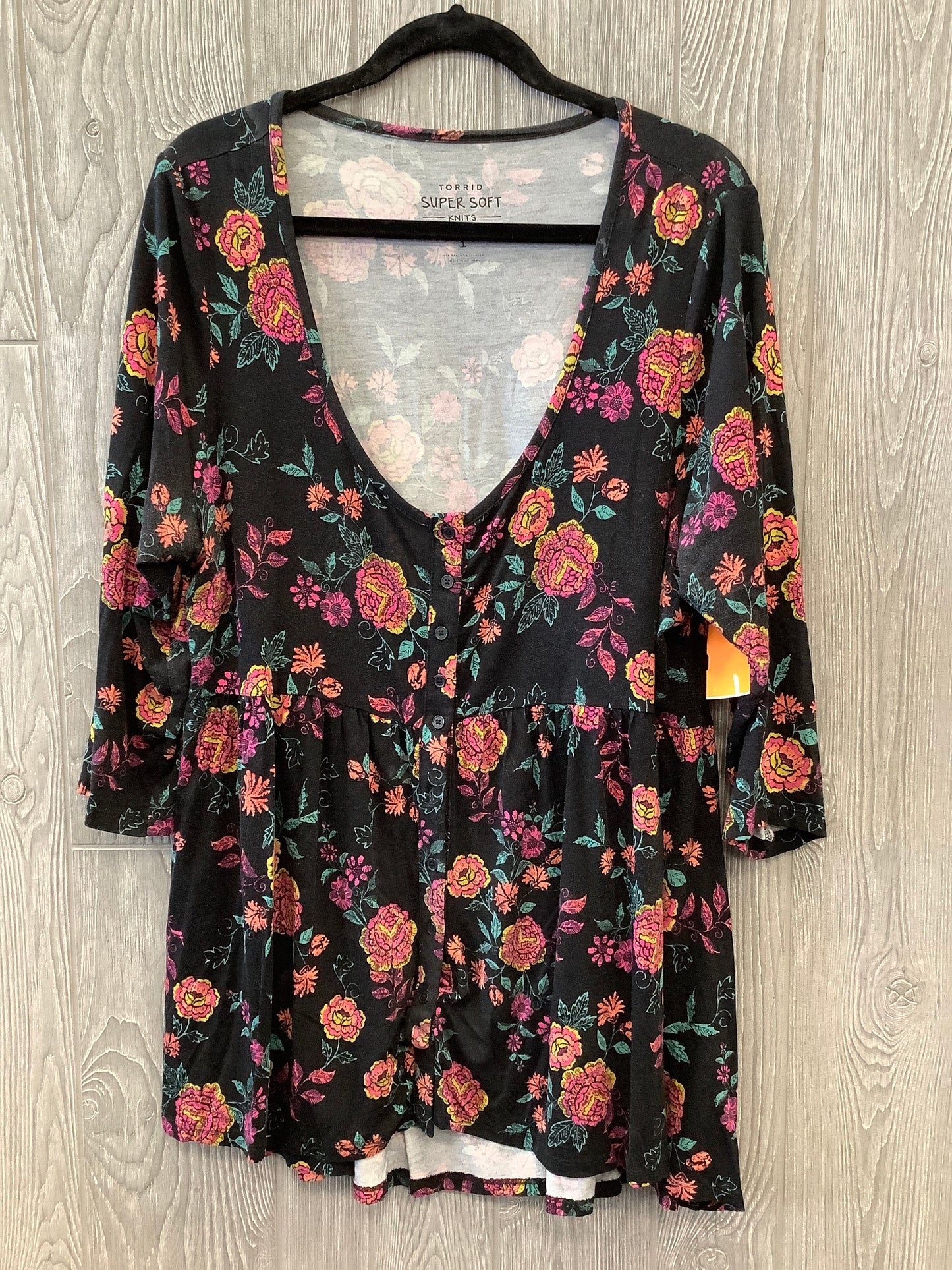 Top 3/4 Sleeve By Torrid In Floral Print, Size: 1x