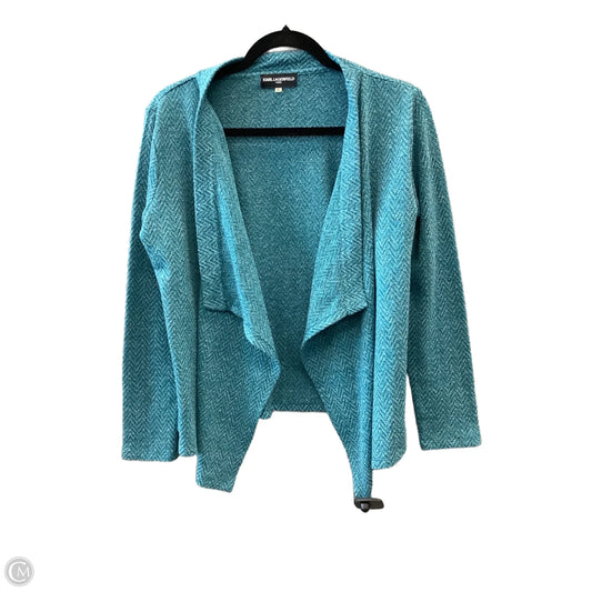Cardigan Designer By Karl Lagerfeld In Teal, Size: S