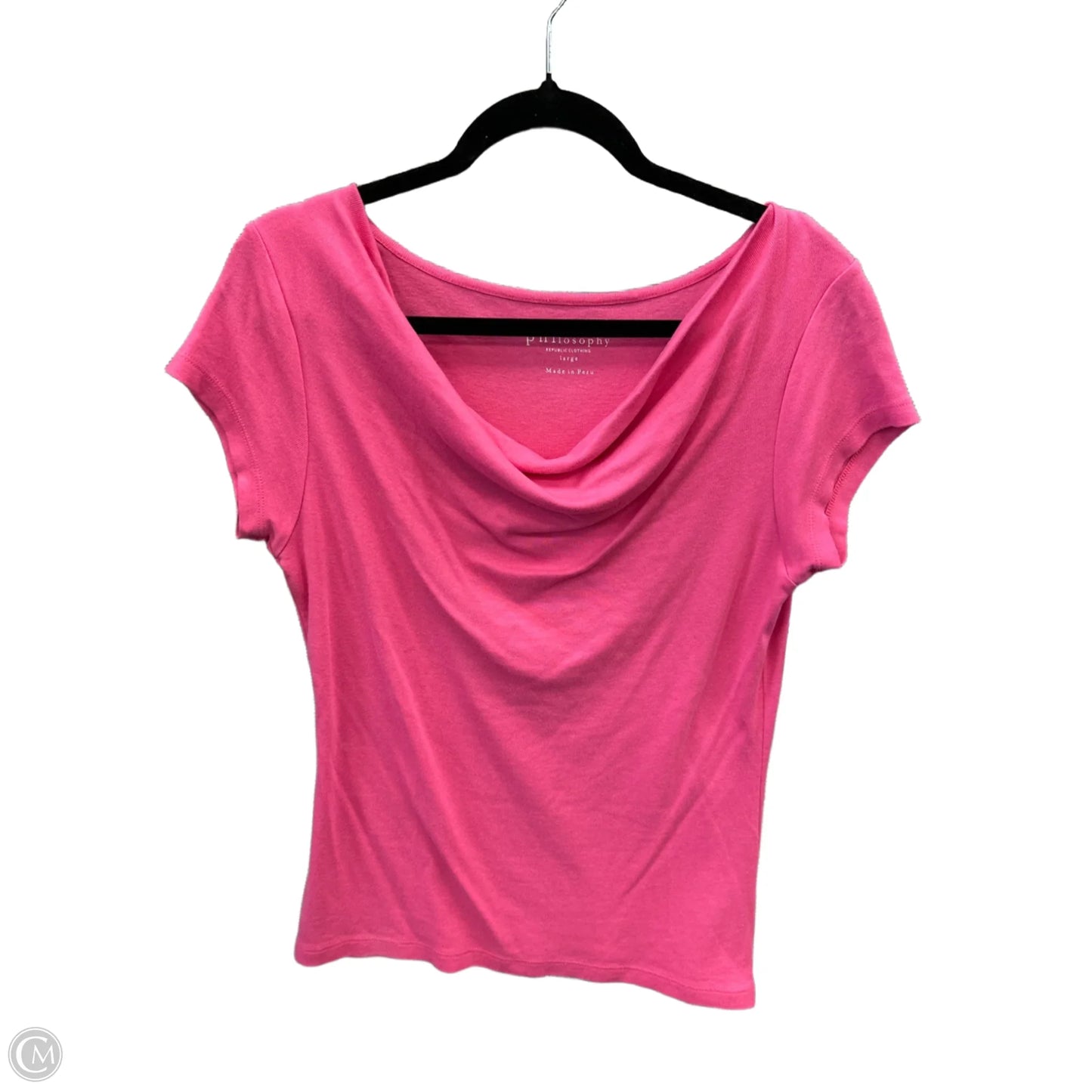 Top Short Sleeve By Philosophy In Pink, Size: L