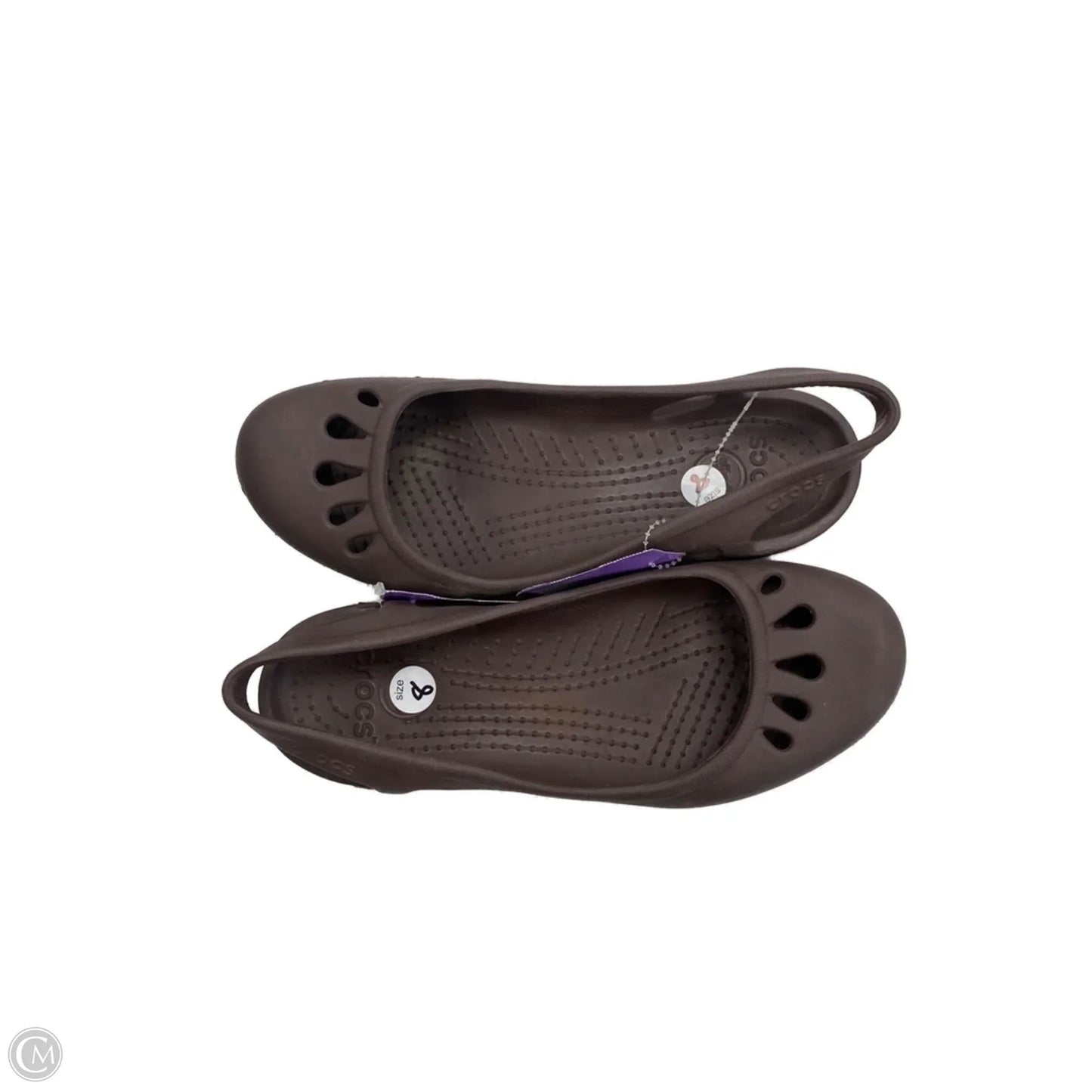 Shoes Flats By Crocs In Brown, Size: 8