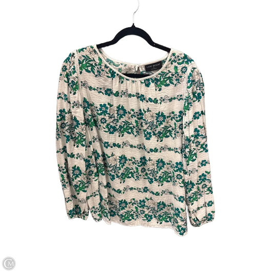 Top Long Sleeve By Lane Bryant In Green & White, Size: 2x
