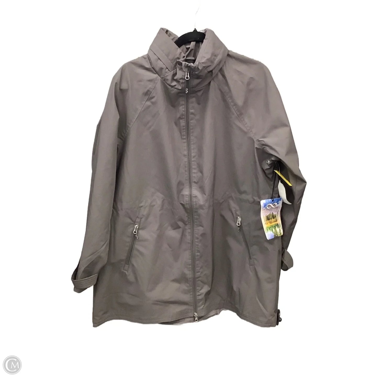Coat Raincoat By Clothes Mentor In Grey, Size: Xxl