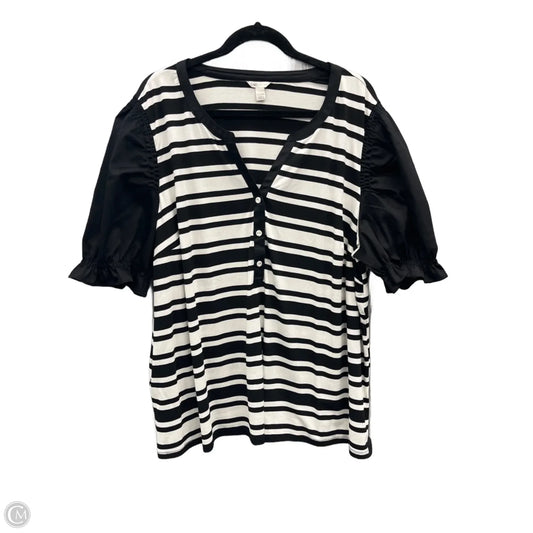 Top Short Sleeve By Cato In Black & White, Size: 3x