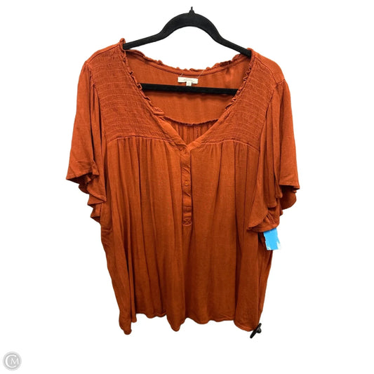 Top Short Sleeve By Maurices In Orange, Size: 3x