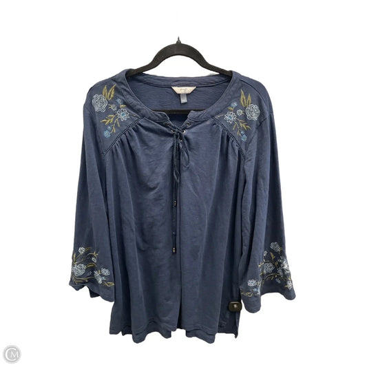 Top Long Sleeve By Terra & Sky In Navy, Size: 2x
