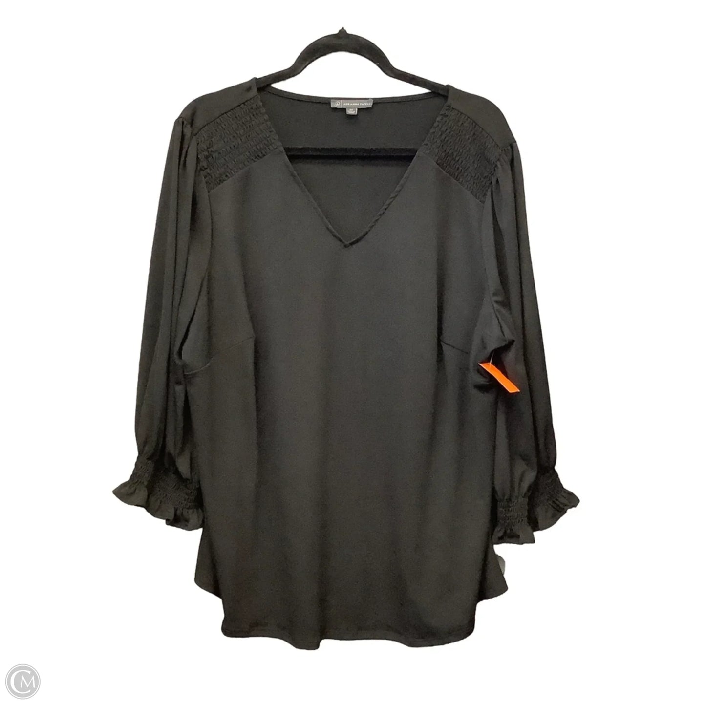Top 3/4 Sleeve By Adrianna Papell In Black, Size: 2x