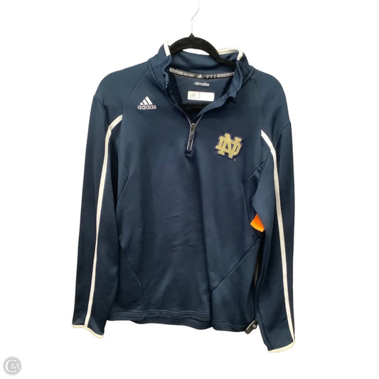 Athletic Top Long Sleeve Collar By Adidas In Navy, Size: M