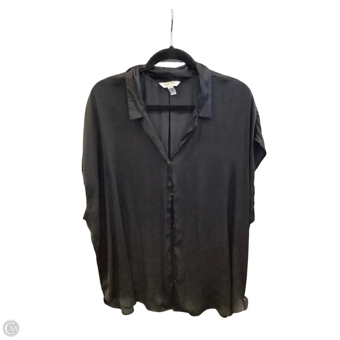 Blouse Short Sleeve By Nine West Apparel In Black, Size: 3x