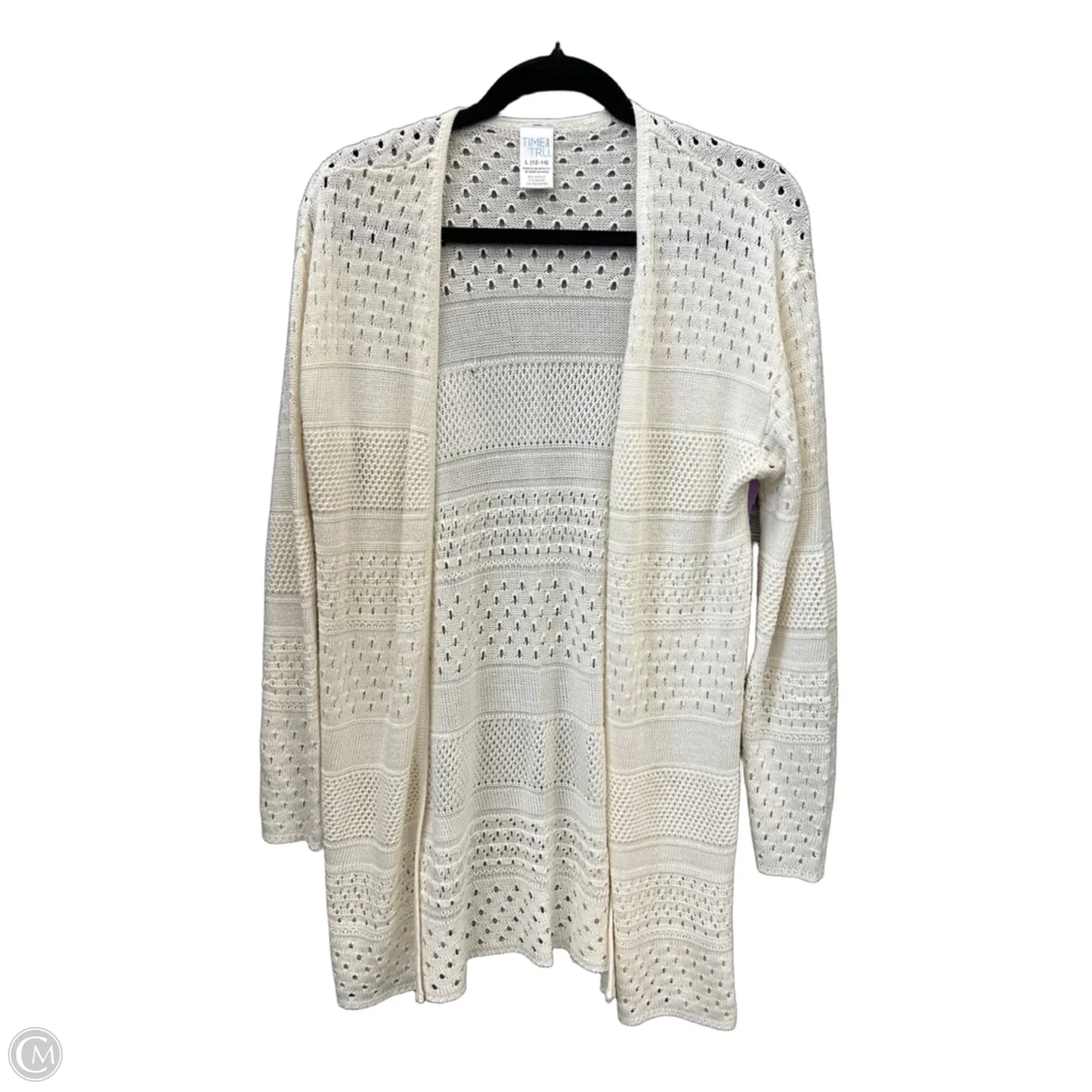 Sweater Cardigan By Time And Tru In Cream, Size: L