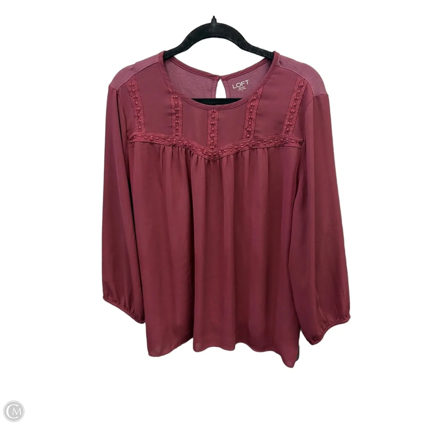 Top Long Sleeve By Loft In Maroon, Size: L
