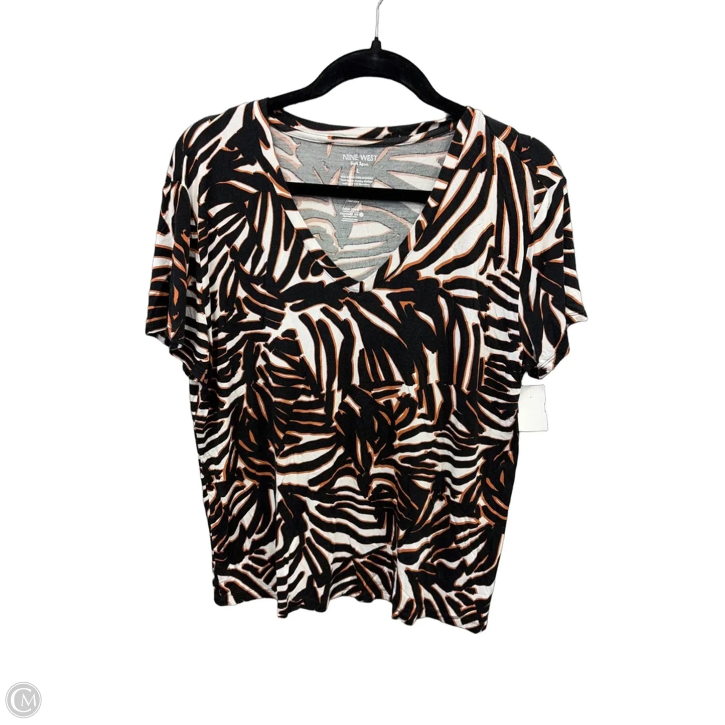 Top Short Sleeve By Nine West In Black & Brown, Size: L