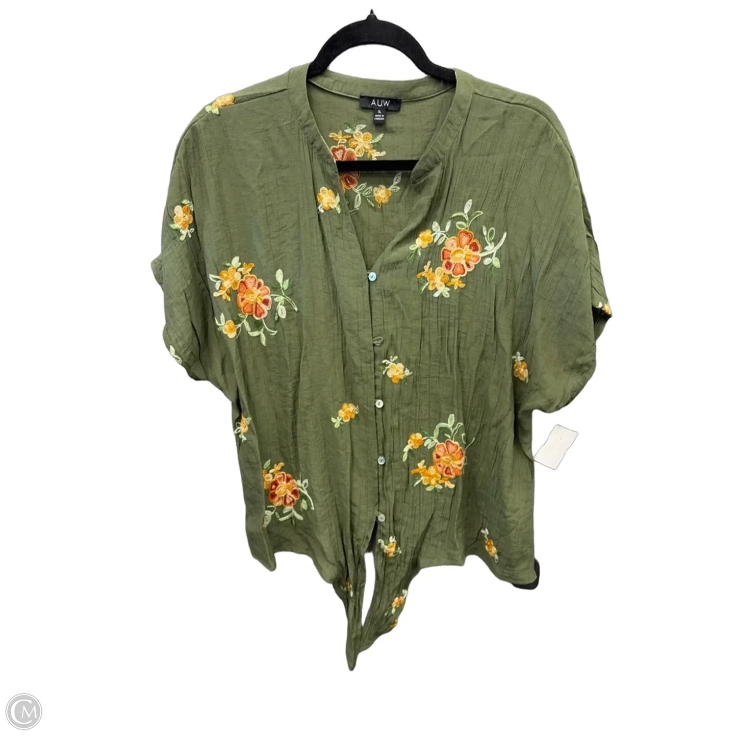 Top Short Sleeve By Auw In Green, Size: Xl