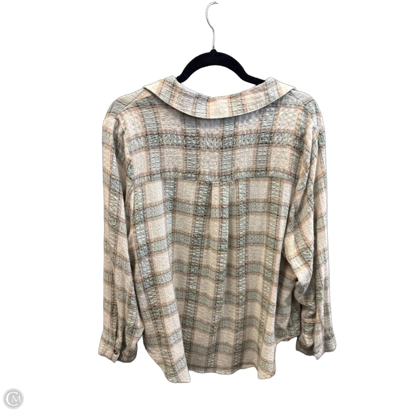 Top Long Sleeve By Falls Creek In Plaid Pattern, Size: 1x