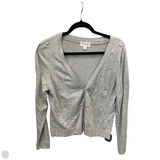 Sweater Cardigan By Elle In Grey, Size: L