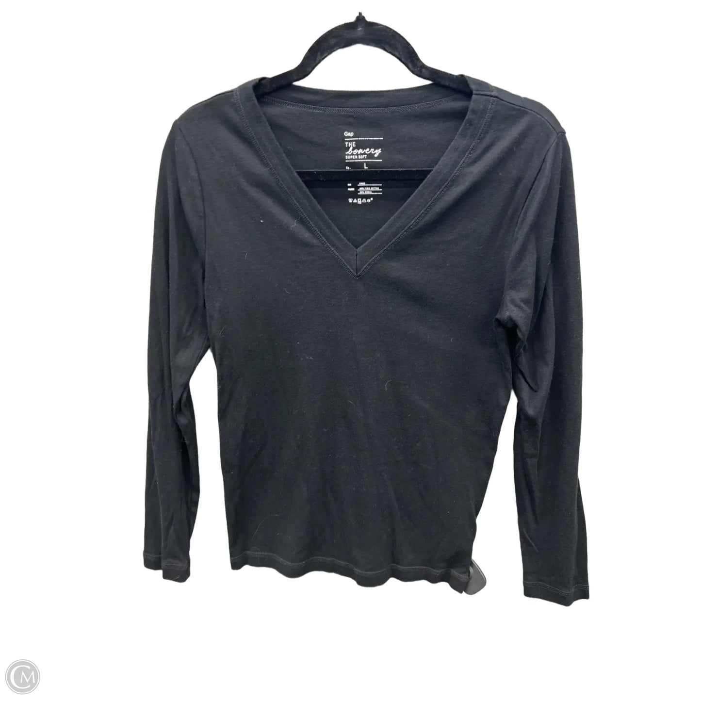 Top Long Sleeve Basic By Gap In Black, Size: L