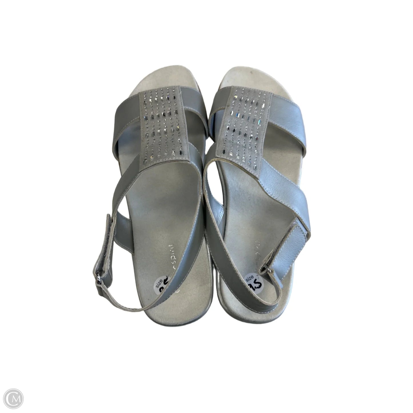 Sandals Flats By Easy Spirit In Silver, Size: 9.5