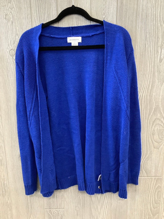 Sweater Cardigan By Liz Claiborne In Blue, Size: L