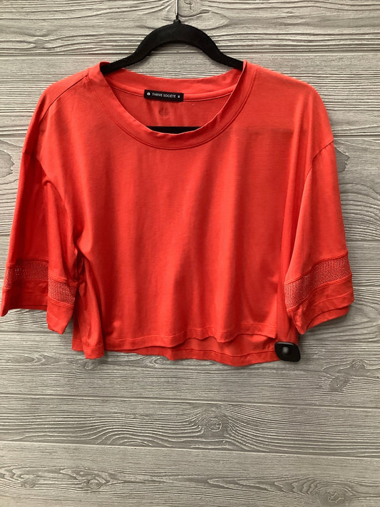 Athletic Top Long Sleeve Collar By Clothes Mentor In Orange, Size: M